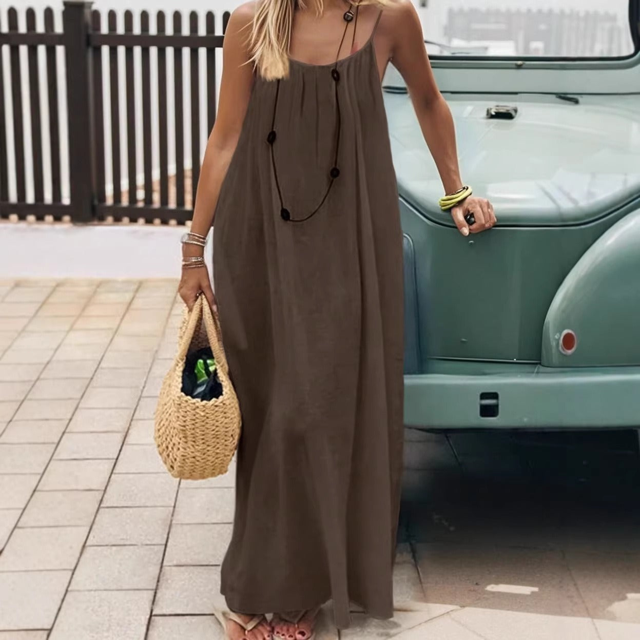 Lumolexi Spaghetti Strap Loose Summer Dress
